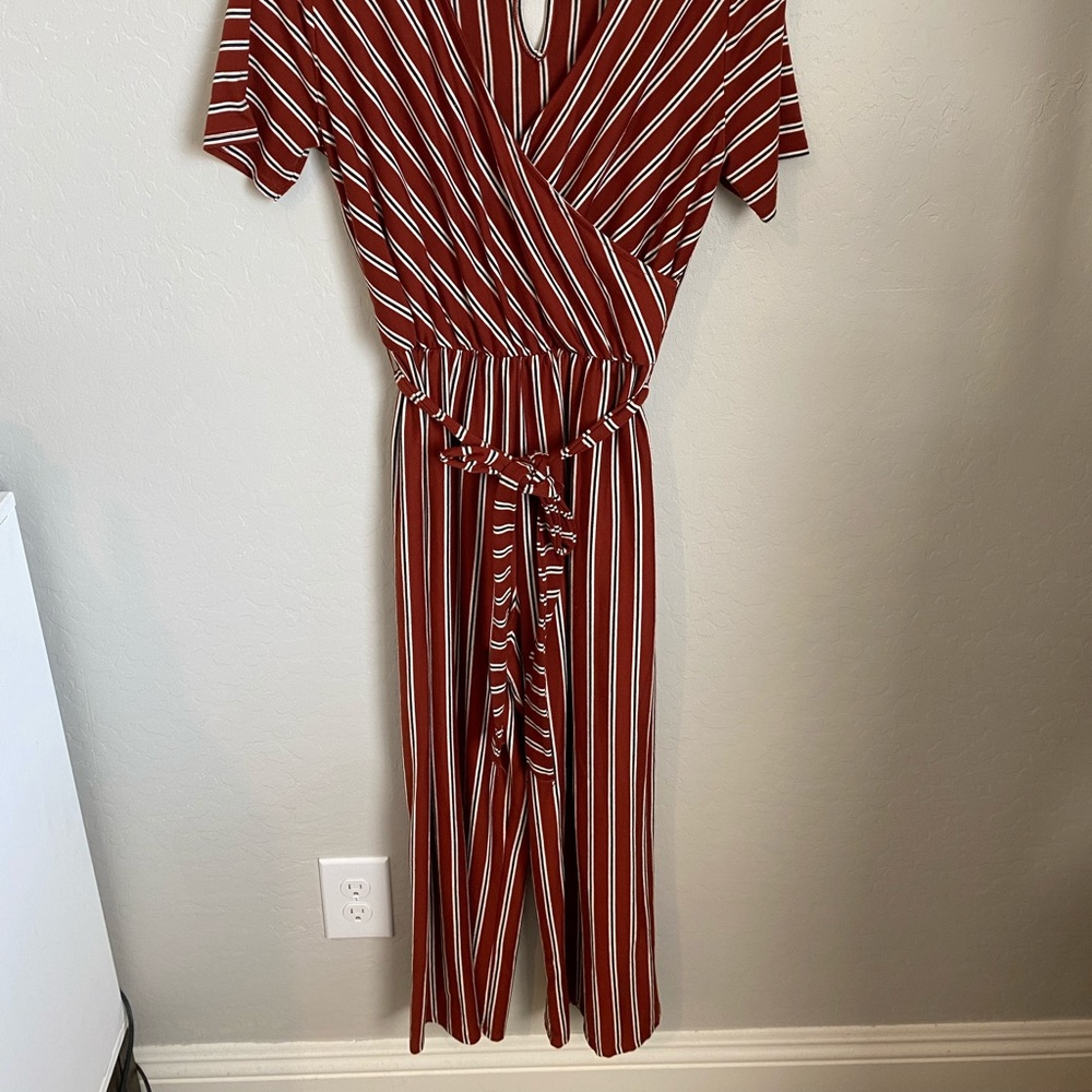 Cropped jumpsuit. Burnt orange.